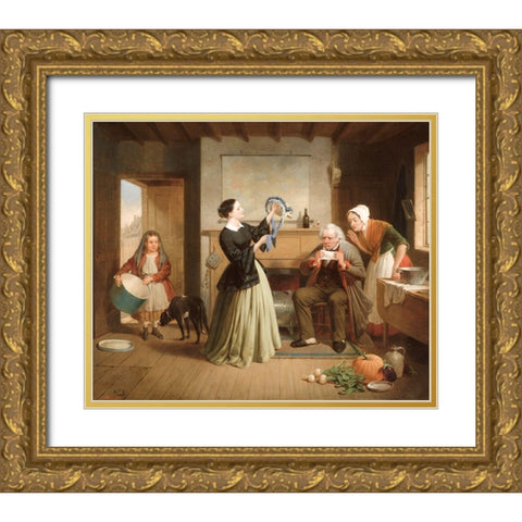 The New Bonnet Gold Ornate Wood Framed Art Print with Double Matting by Edmonds, Francis WilliamÂ 