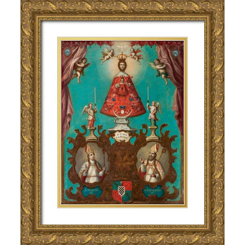 The Virgin of El Camino with St. FermÃ­n and St. Saturnino Gold Ornate Wood Framed Art Print with Double Matting by EnrÃ­quez, Nicolas