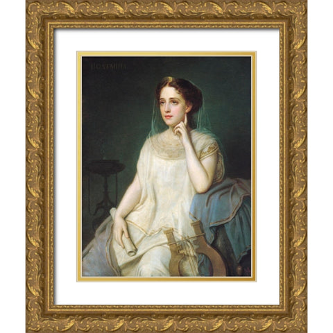Polyhymnia Gold Ornate Wood Framed Art Print with Double Matting by Fagnani, Joseph