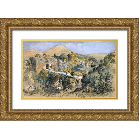 Caesarea Philippi (Banias) Gold Ornate Wood Framed Art Print with Double Matting by Fenn, Harry