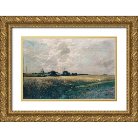 Broad Acres Gold Ornate Wood Framed Art Print with Double Matting by Gay, Edward