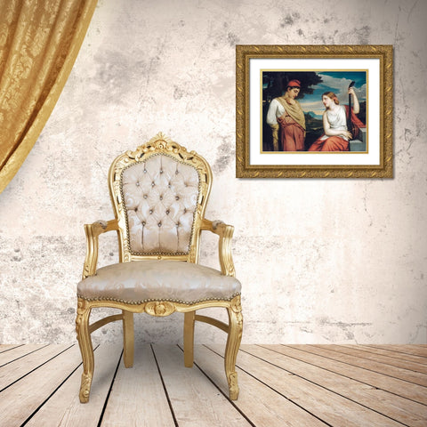 The Greek Lovers Gold Ornate Wood Framed Art Print with Double Matting by Gray, Henry Peters