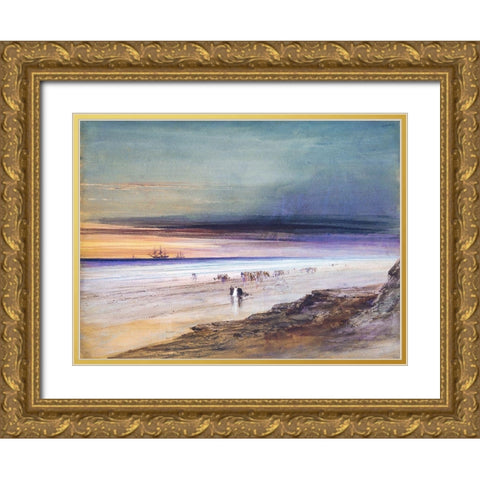 Beach Scene Gold Ornate Wood Framed Art Print with Double Matting by Hamilton, James