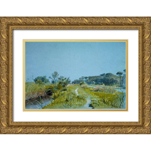 Castel Fusanoâ€”Near Rome Gold Ornate Wood Framed Art Print with Double Matting by Haseltine, William Stanley