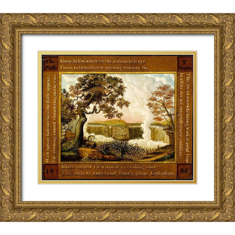The Falls of Niagara Gold Ornate Wood Framed Art Print with Double Matting by Hicks, Edward