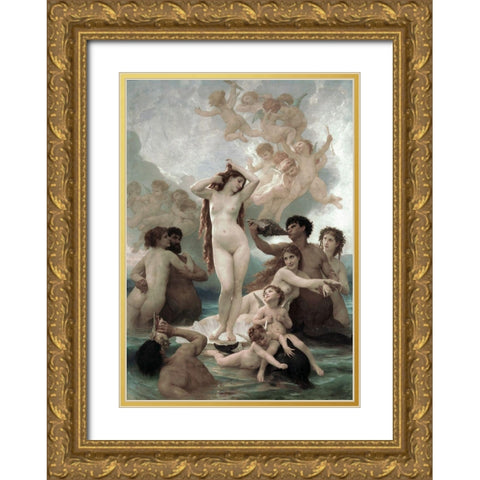 The Birth of Venus Gold Ornate Wood Framed Art Print with Double Matting by Bouguereau, William-Adolphe