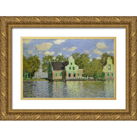 The House on the River Zaan in Zaandam Gold Ornate Wood Framed Art Print with Double Matting by Monet, Claude