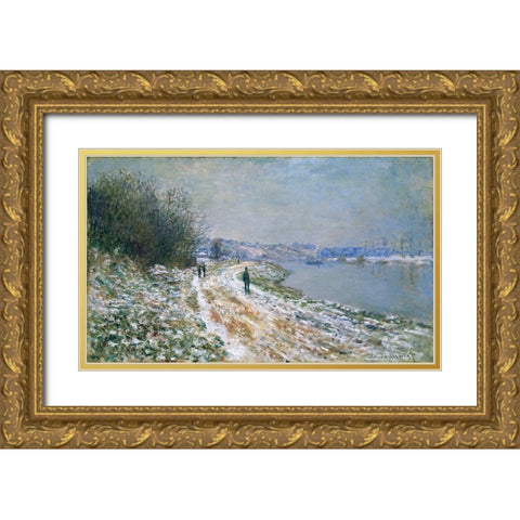 Chemin de hallage Argenteuil Gold Ornate Wood Framed Art Print with Double Matting by Monet, Claude