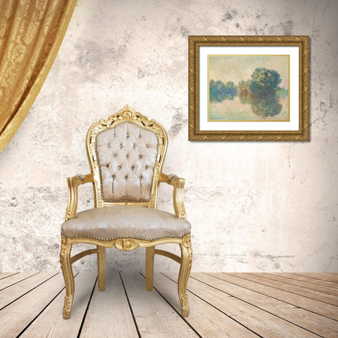 The Seine at Giverny Gold Ornate Wood Framed Art Print with Double Matting by Monet, Claude