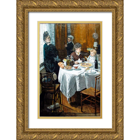 The Luncheon (1868) Gold Ornate Wood Framed Art Print with Double Matting by Monet, Claude