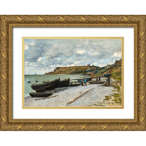 Sainte-Adresse Gold Ornate Wood Framed Art Print with Double Matting by Monet, Claude