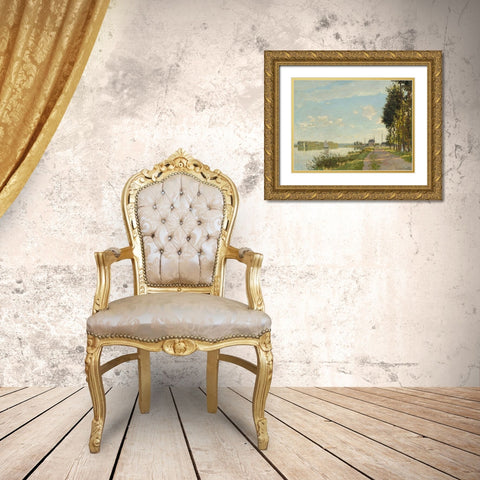 Argenteuil Gold Ornate Wood Framed Art Print with Double Matting by Monet, Claude