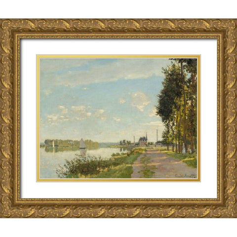 Argenteuil Gold Ornate Wood Framed Art Print with Double Matting by Monet, Claude