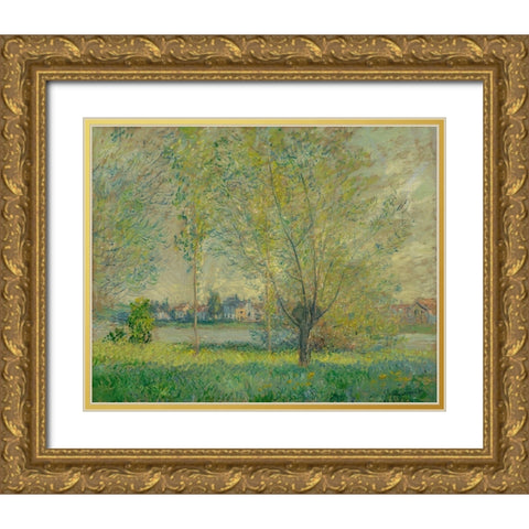 The Willows Gold Ornate Wood Framed Art Print with Double Matting by Monet, Claude