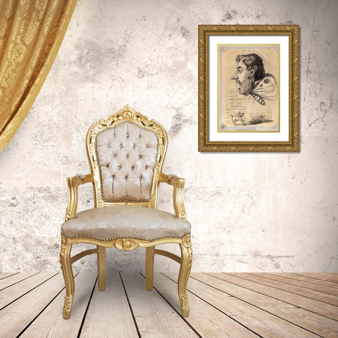 Caricature of Jules Didier (â€œButterfly Manâ€) Gold Ornate Wood Framed Art Print with Double Matting by Monet, Claude