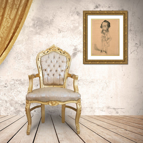 Caricature of Mario Uchard Gold Ornate Wood Framed Art Print with Double Matting by Monet, Claude