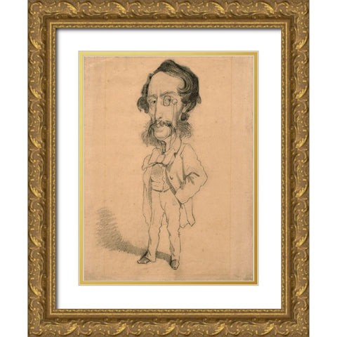 Caricature of Mario Uchard Gold Ornate Wood Framed Art Print with Double Matting by Monet, Claude