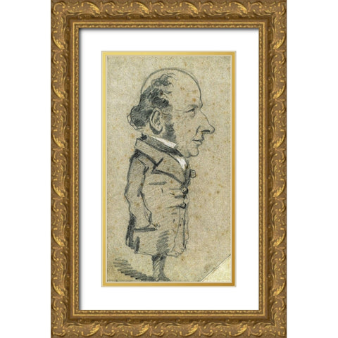 Caricature of EugÃ¨ne Marcel Gold Ornate Wood Framed Art Print with Double Matting by Monet, Claude