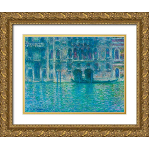 The Seine at Giverny Gold Ornate Wood Framed Art Print with Double Matting by Monet, Claude