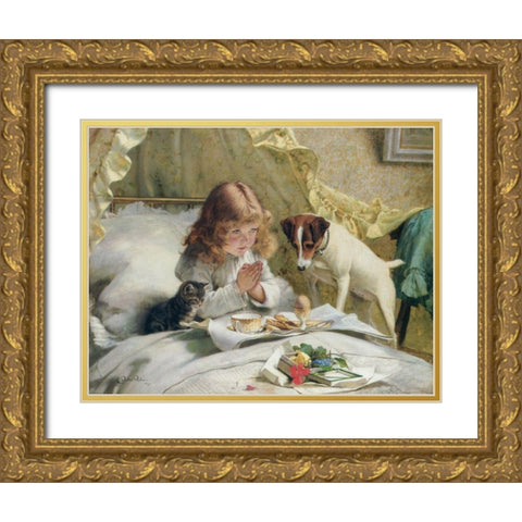Suspense Gold Ornate Wood Framed Art Print with Double Matting by Barber, Charles Burton