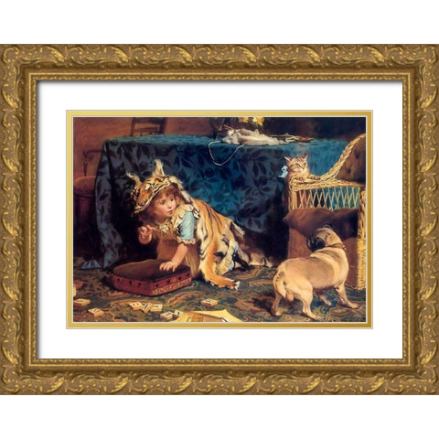 A Monster Gold Ornate Wood Framed Art Print with Double Matting by Barber, Charles Burton