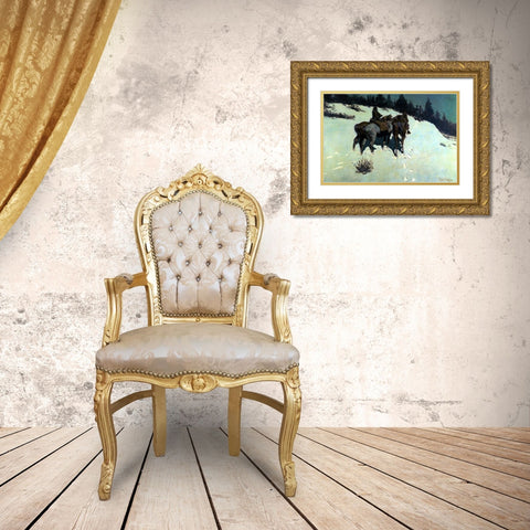 A Reconnaissance Gold Ornate Wood Framed Art Print with Double Matting by Remington, Frederic