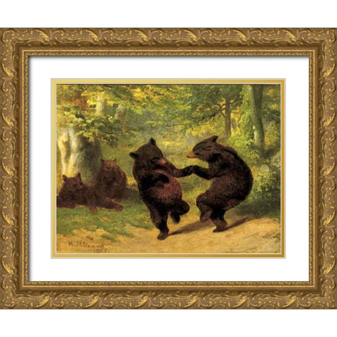 Dancing Bears Gold Ornate Wood Framed Art Print with Double Matting by Beard, William Holbrook