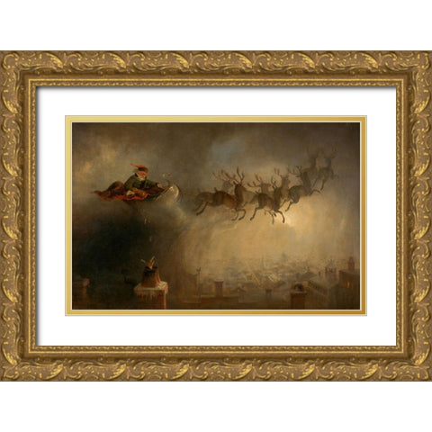 Santa Claus Gold Ornate Wood Framed Art Print with Double Matting by Beard, William Holbrook