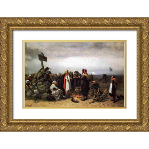 The Witches Convention Gold Ornate Wood Framed Art Print with Double Matting by Beard, William Holbrook