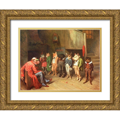 School Rules Gold Ornate Wood Framed Art Print with Double Matting by Beard, William Holbrook