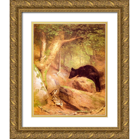 The Disputed Way Gold Ornate Wood Framed Art Print with Double Matting by Beard, William Holbrook