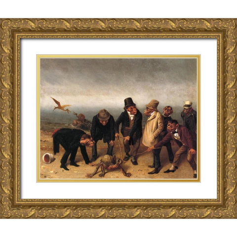 Discovery of Adam Gold Ornate Wood Framed Art Print with Double Matting by Beard, William Holbrook