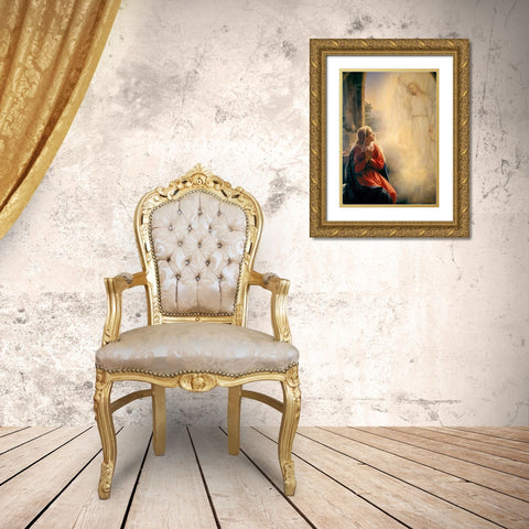 The Annunciation Gold Ornate Wood Framed Art Print with Double Matting by Bloch, Carl