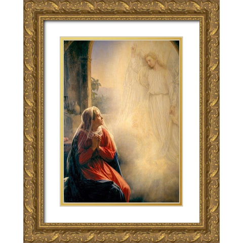 The Annunciation Gold Ornate Wood Framed Art Print with Double Matting by Bloch, Carl