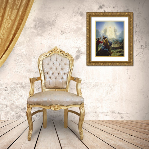 Transfiguration of Jesus Gold Ornate Wood Framed Art Print with Double Matting by Bloch, Carl