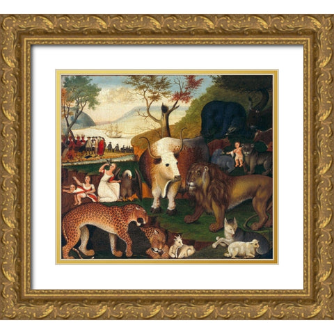 The Peaceable Kingdom  IV Gold Ornate Wood Framed Art Print with Double Matting by Hicks, Edward