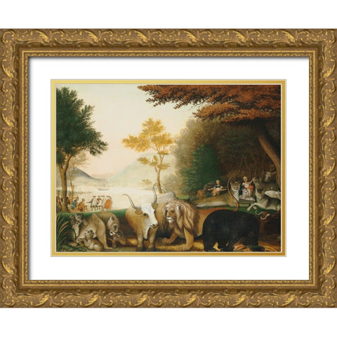 The Peaceable Kingdom  V Gold Ornate Wood Framed Art Print with Double Matting by Hicks, Edward