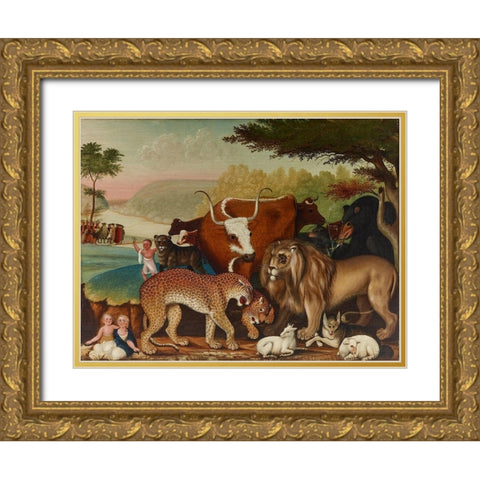 The Peaceable Kingdom  VI Gold Ornate Wood Framed Art Print with Double Matting by Hicks, Edward