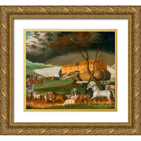 Noahs Ark Gold Ornate Wood Framed Art Print with Double Matting by Hicks, Edward