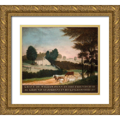 The Grave of William Penn Gold Ornate Wood Framed Art Print with Double Matting by Hicks, Edward