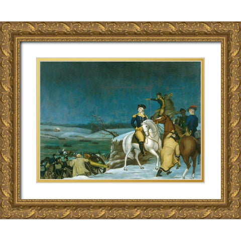 Washington at the Delaware Gold Ornate Wood Framed Art Print with Double Matting by Hicks, Edward