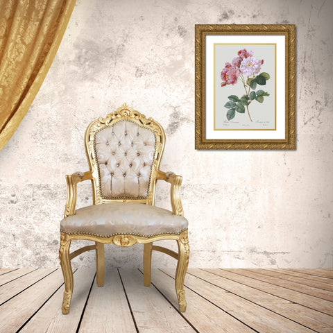Damask Rose Gold Ornate Wood Framed Art Print with Double Matting by Redoute, Pierre Joseph
