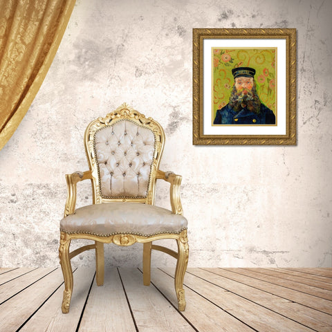 The Postman (Joseph Roulin) (1888) Gold Ornate Wood Framed Art Print with Double Matting by Van Gogh, Vincent