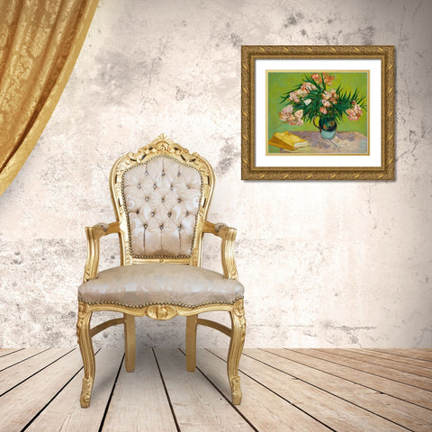 Oleanders (1888) Gold Ornate Wood Framed Art Print with Double Matting by Van Gogh, Vincent