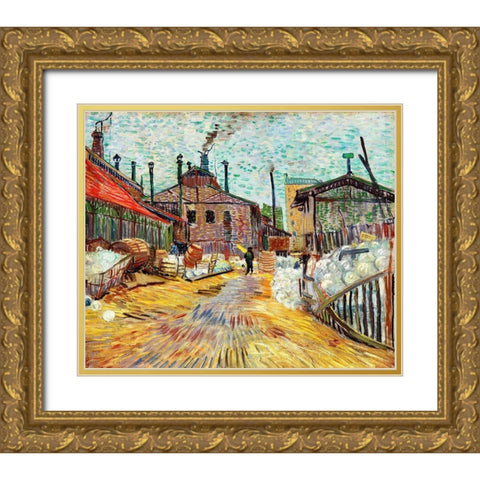 The Factory (1887) Gold Ornate Wood Framed Art Print with Double Matting by Van Gogh, Vincent