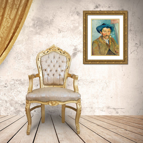 The Smoker (Le Fumeur) (1888) Gold Ornate Wood Framed Art Print with Double Matting by Van Gogh, Vincent