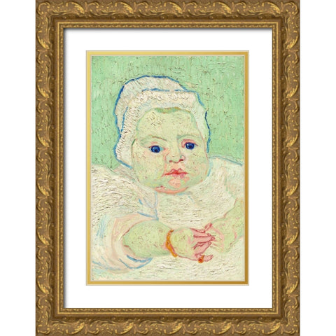 Roulins Baby (1888) Gold Ornate Wood Framed Art Print with Double Matting by Van Gogh, Vincent