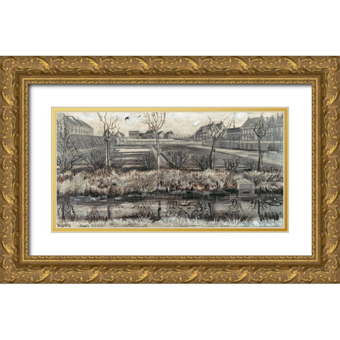 Nursery on Schenkweg (1882) Gold Ornate Wood Framed Art Print with Double Matting by Van Gogh, Vincent