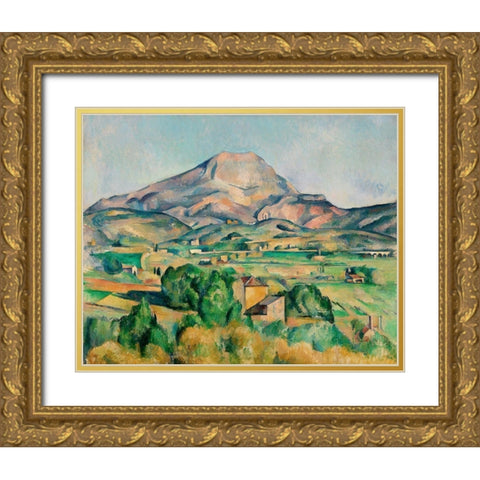 Mont Sainte-Victoire (La Montagne Sainte-Victoire) Gold Ornate Wood Framed Art Print with Double Matting by Cezanne, Paul