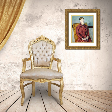 Madame CÃ©zanne in a Yellow ChairÂ  Gold Ornate Wood Framed Art Print with Double Matting by Cezanne, Paul